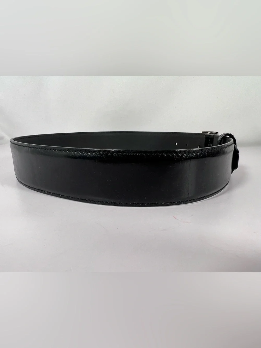 Salvatore Ferragamo Black Leather Gancini Buckle Belt Size 23/80
